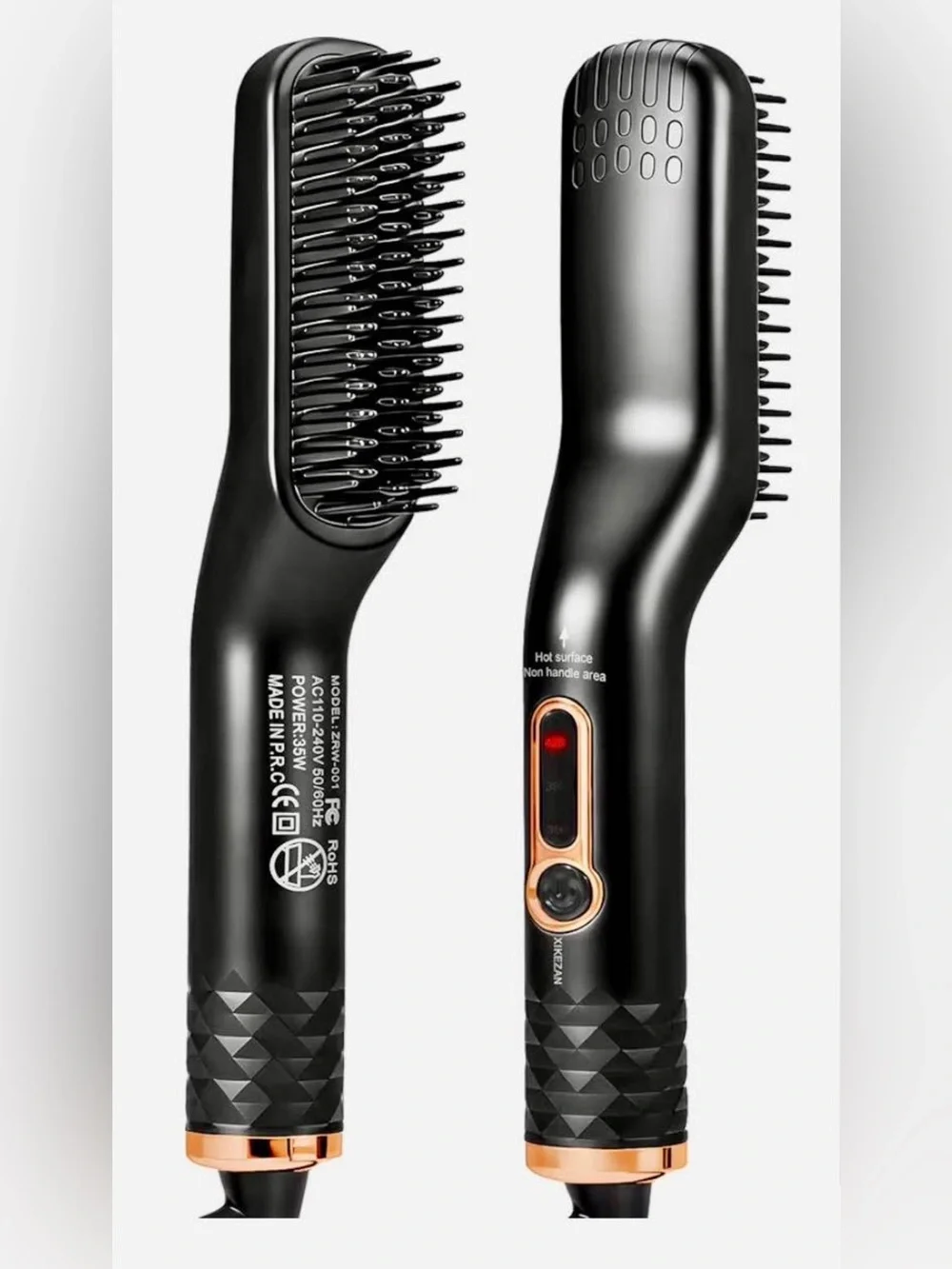 Black Heated Beard Straightening Brush for Men Grooming